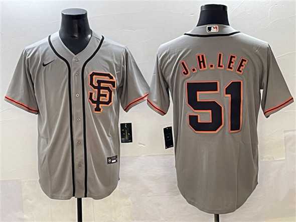 Men%27s San Francisco Giants #51 Jung Hoo Lee Gray Cool Base Stitched Jersey (2)